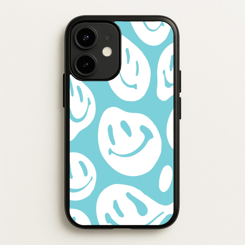 Trippn Smiley - Blue - Abstract Patterns Phone Case for iPhone 12 / 12 Pro