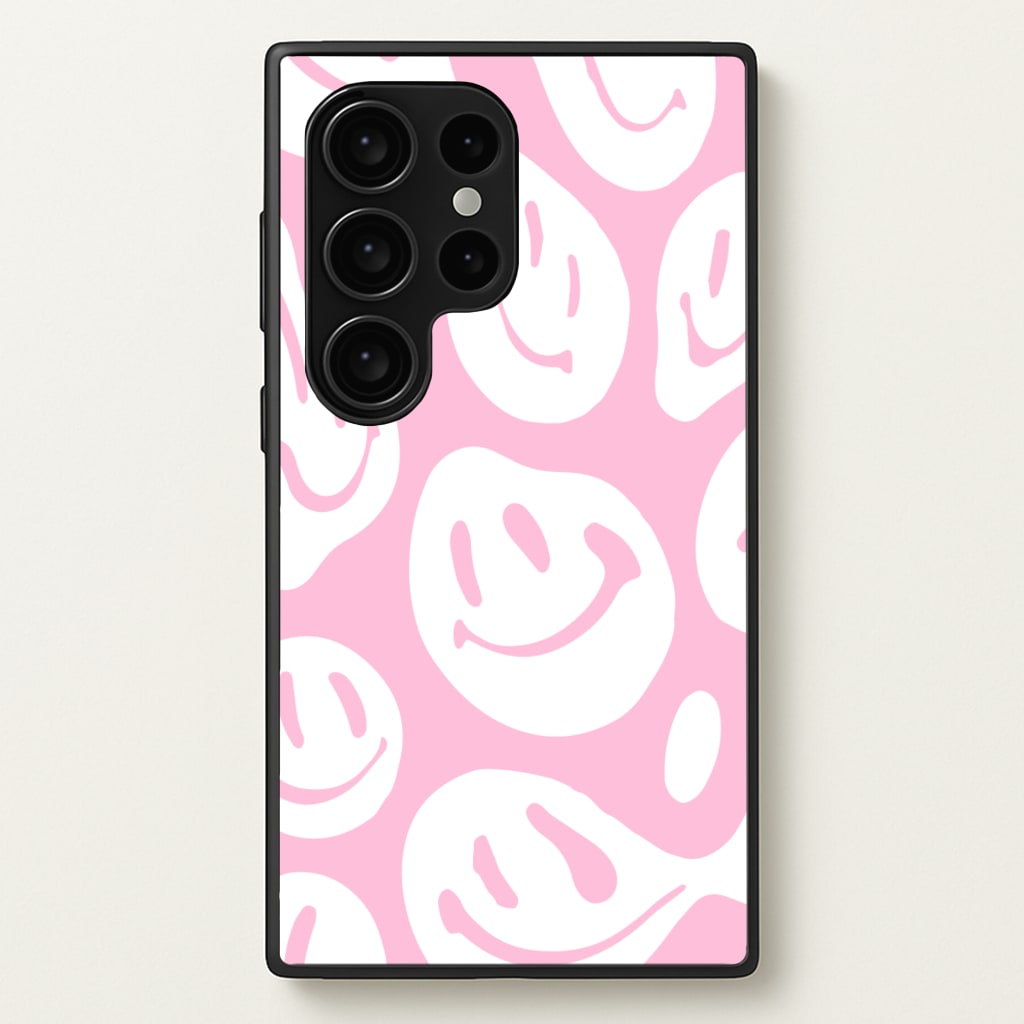 Trippn Smiley - Pink - Abstract Patterns Phone Case for Galaxy S24 Ultra