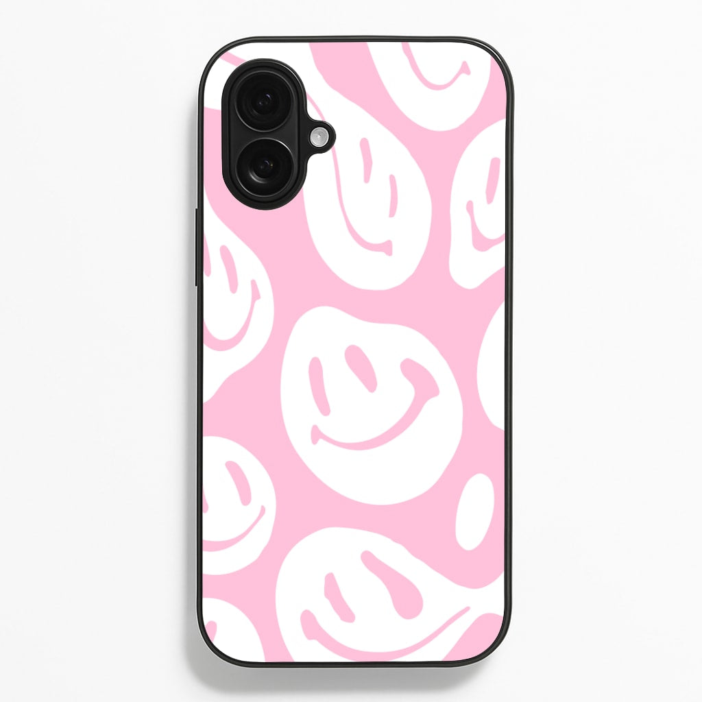 Trippn Smiley - Pink - Abstract Patterns Phone Case for iPhone 16 Plus