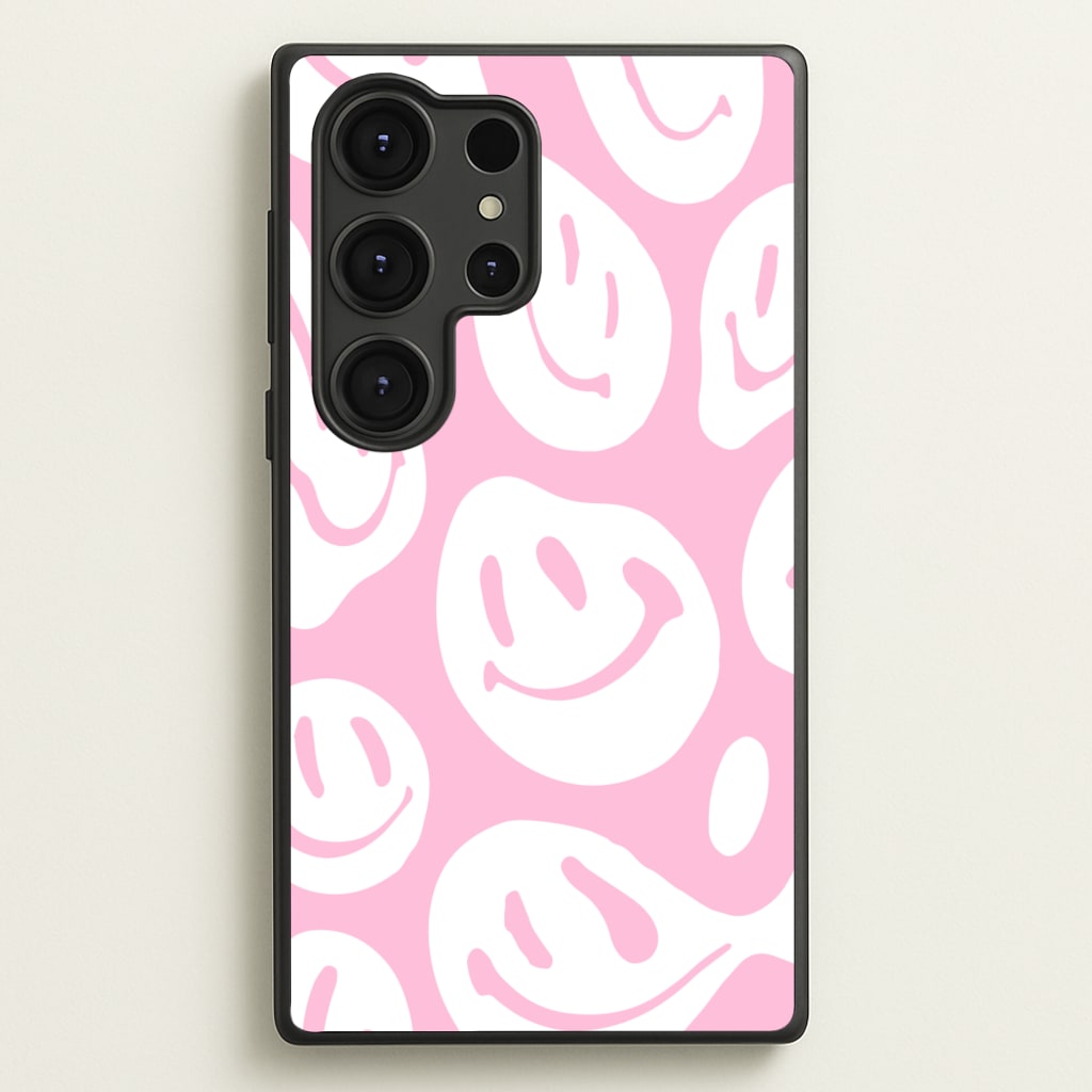 Trippn Smiley - Pink - Abstract Patterns Phone Case for Galaxy S25 Ultra