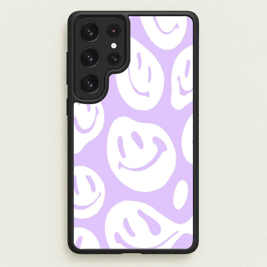 Trippn Smiley - Purple - Abstract Patterns Phone Case for Galaxy S22 Ultra