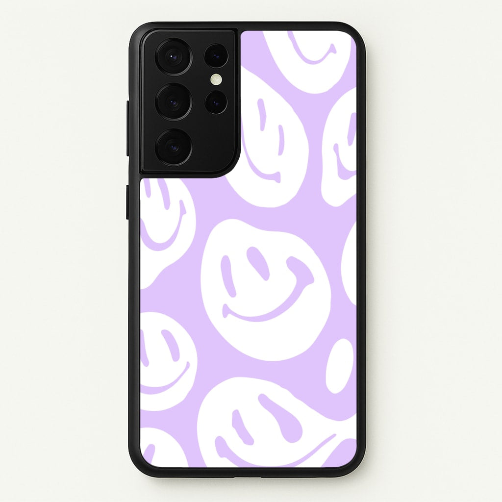 Trippn Smiley - Purple - Abstract Patterns Phone Case for Galaxy S21 Ultra