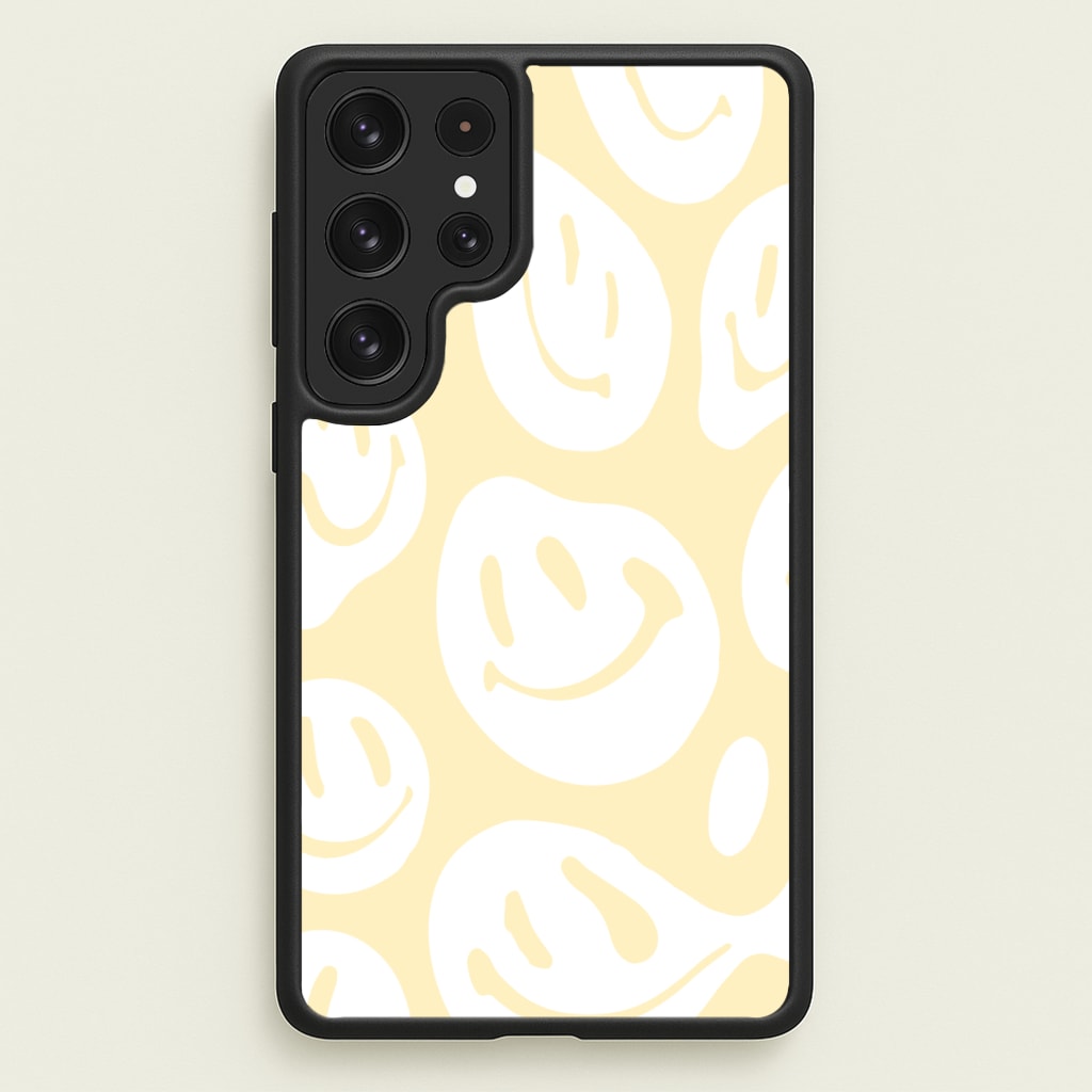 Trippn Smiley - Yellow - Abstract Patterns Phone Case for Galaxy S22 Ultra