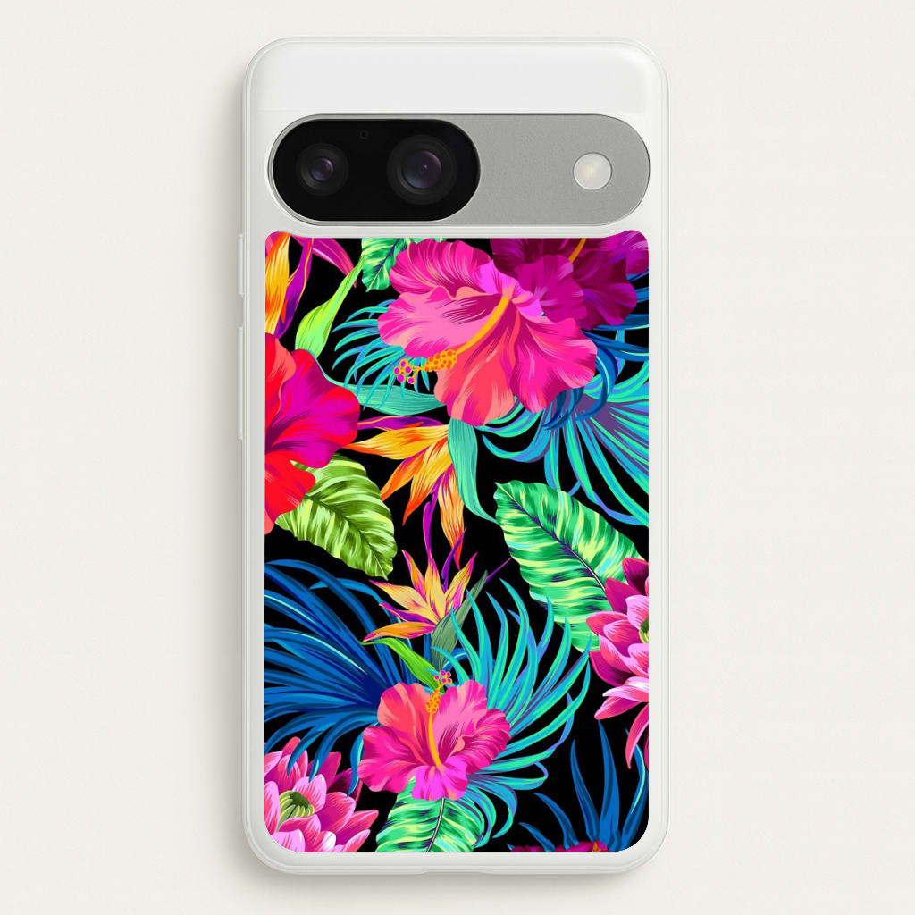 Colourful Hibiscus Pattern - Phone Case for Google Pixel 9 / 9 Pro