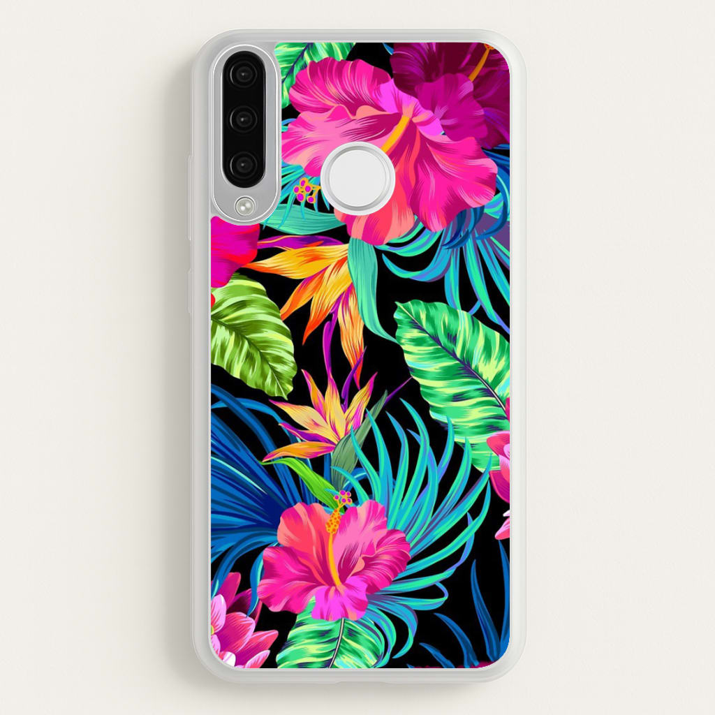 Colourful Hibiscus Pattern - Phone Case for Huawei P30 Lite
