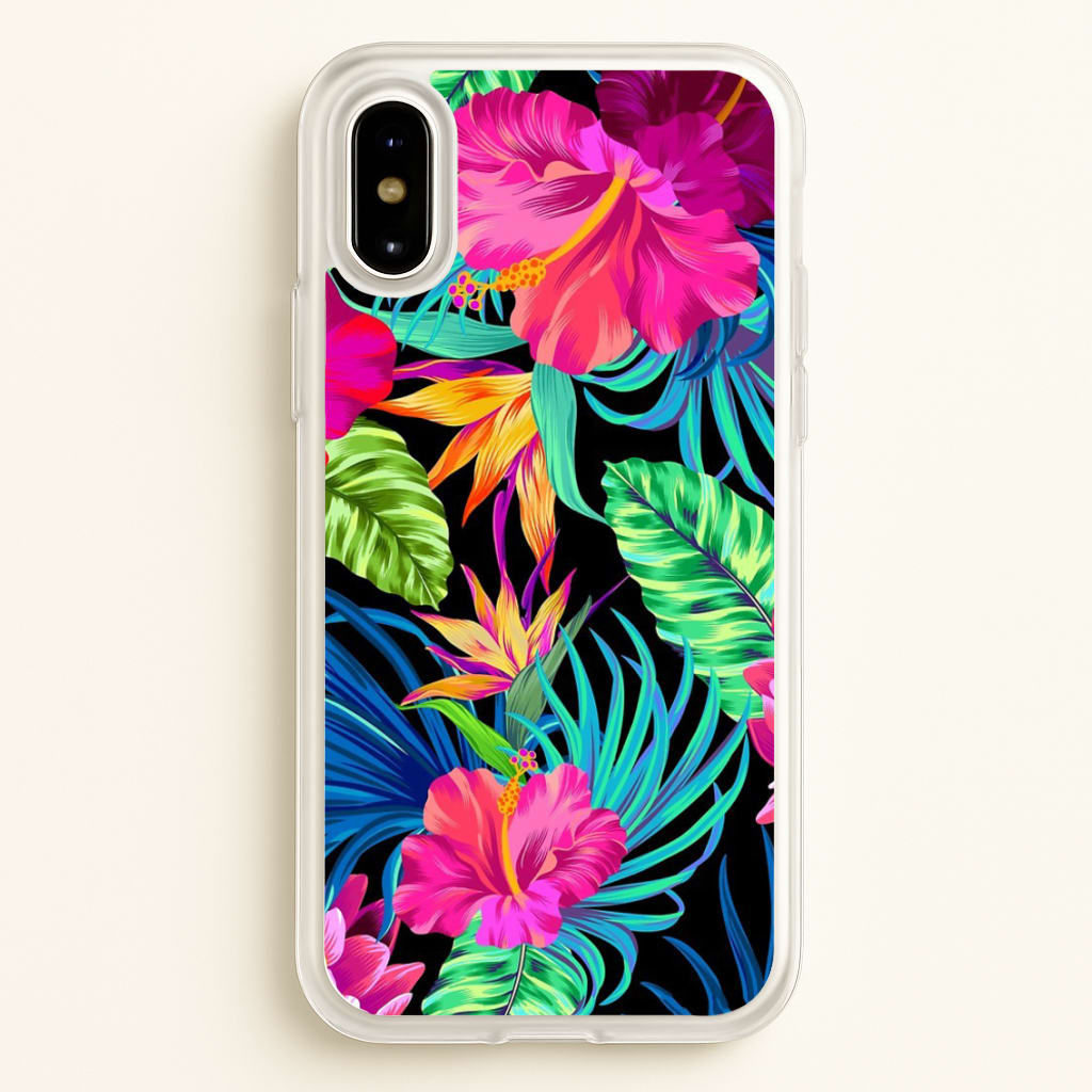 Colourful Hibiscus Pattern - Phone Case for iPhone X / XS