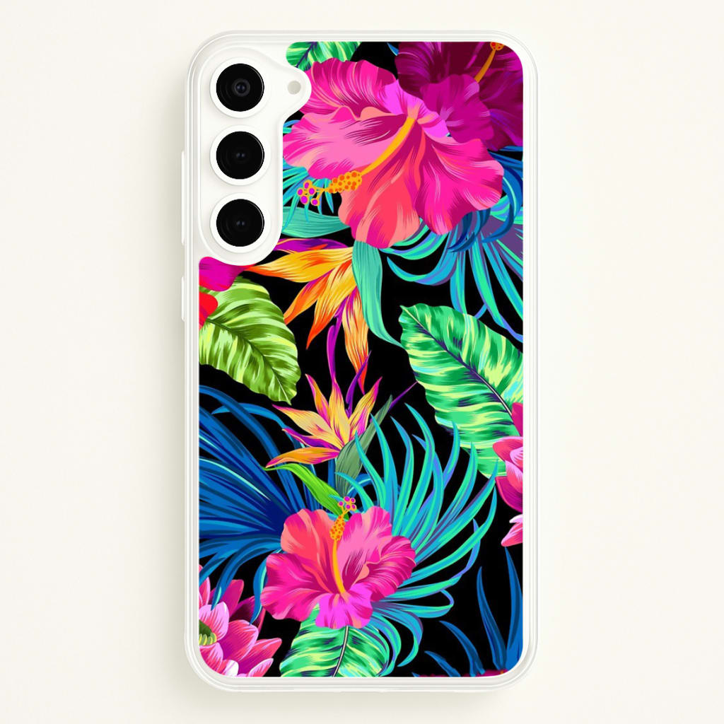 Colourful Hibiscus Pattern - Phone Case for Galaxy S23 Plus