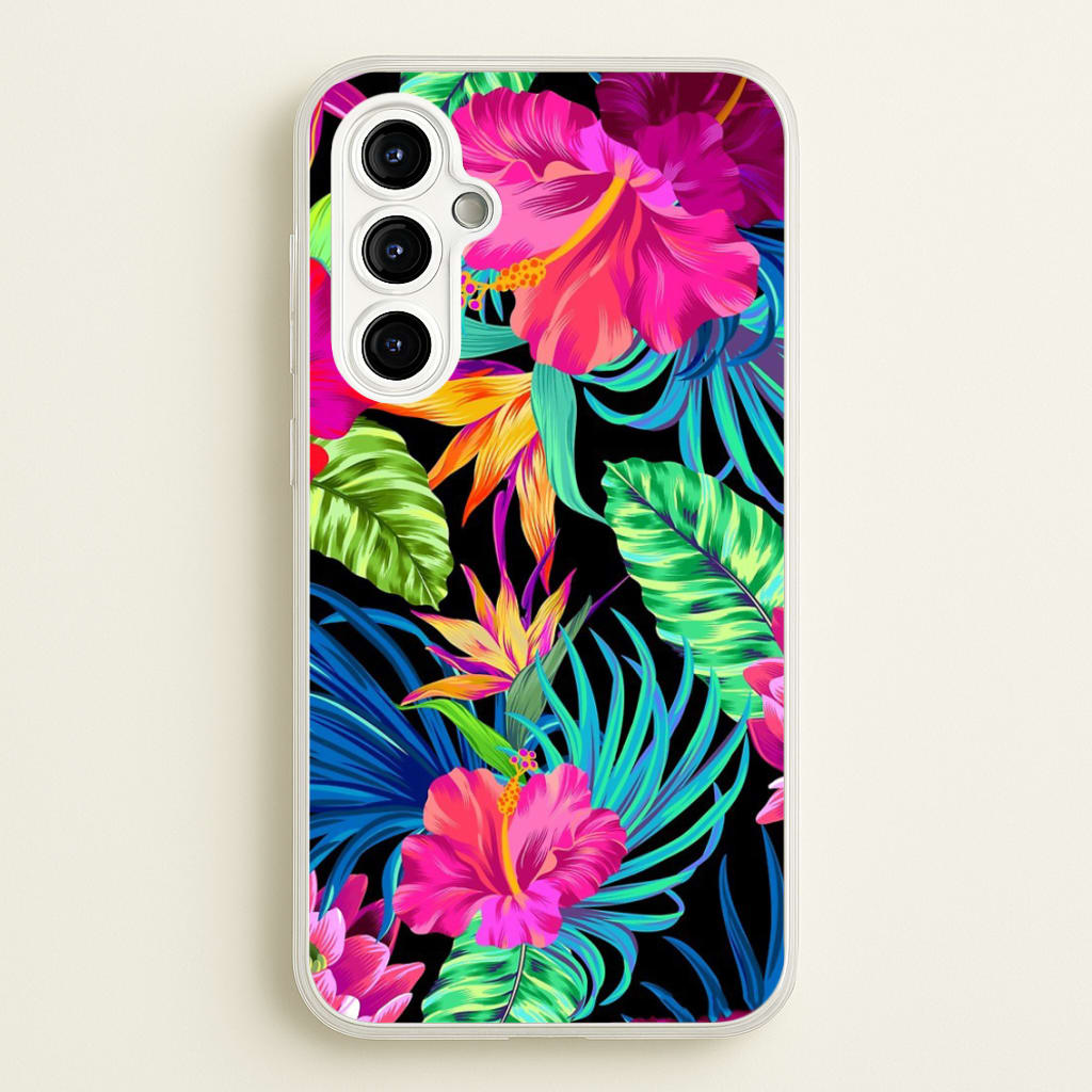 Colourful Hibiscus Pattern - Phone Case for Galaxy A54