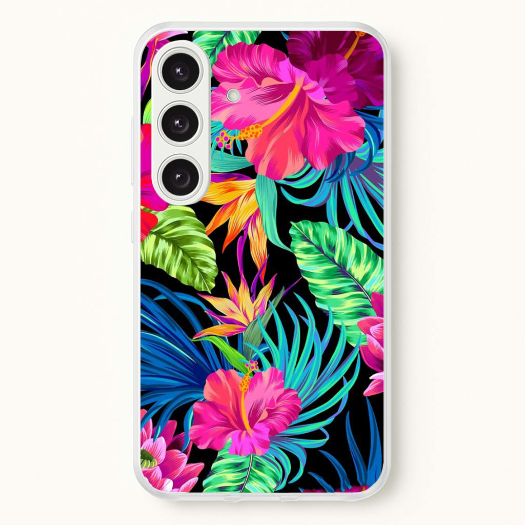 Colourful Hibiscus Pattern - Phone Case for Galaxy S24 Plus