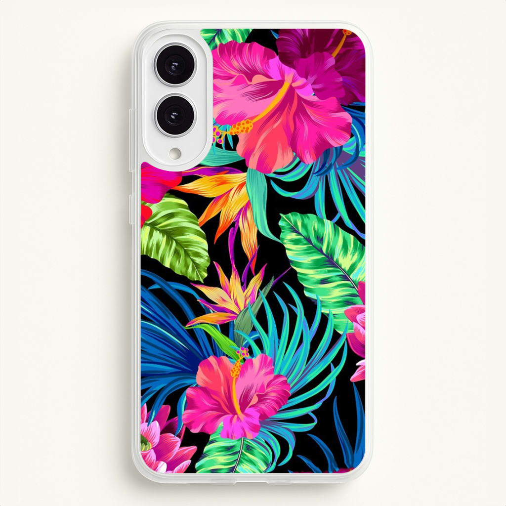 Colourful Hibiscus Pattern - Phone Case for Galaxy S25 Edge