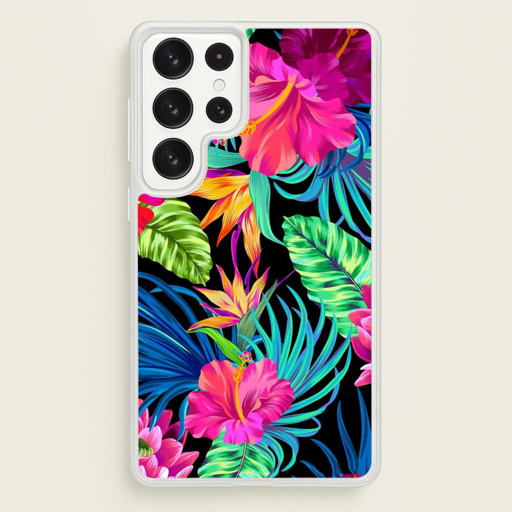 Colourful Hibiscus Pattern - Phone Case for Galaxy S22 Ultra