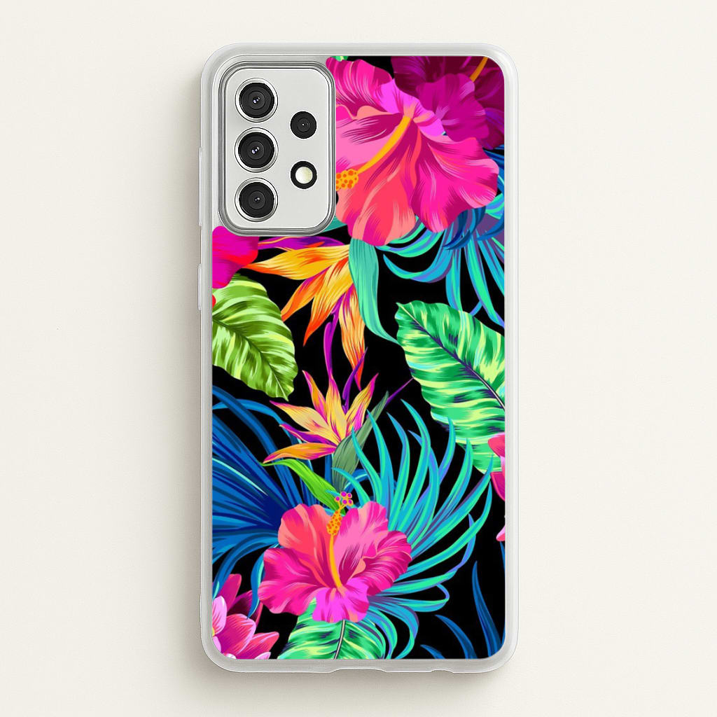 Colourful Hibiscus Pattern - Phone Case for Galaxy A52 / A52s