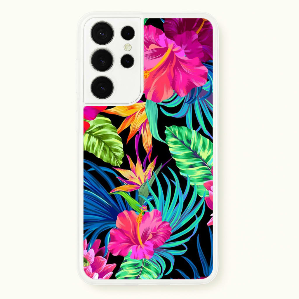 Colourful Hibiscus Pattern - Phone Case for Galaxy S21 Ultra