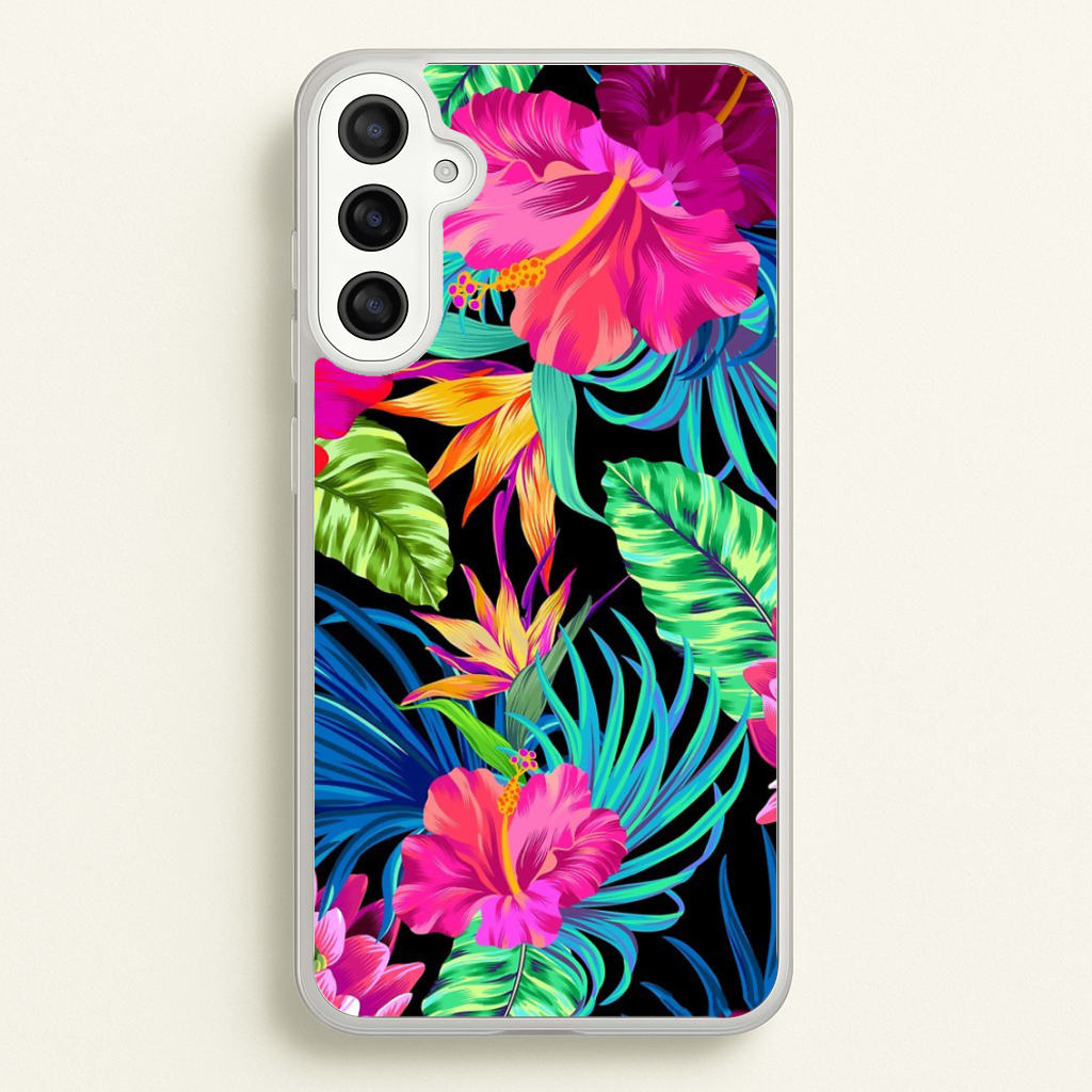 Colourful Hibiscus Pattern - Phone Case for Galaxy A34