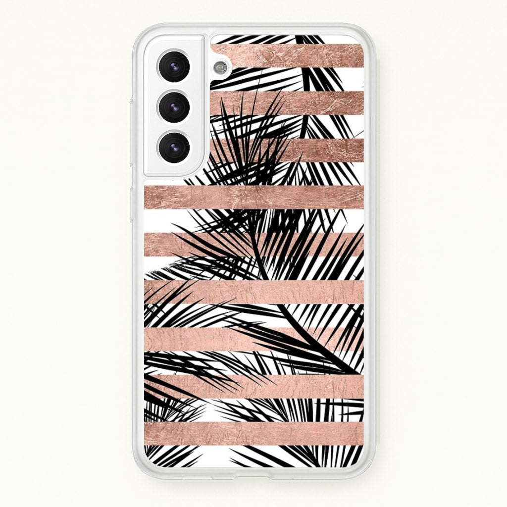 Rose Gold Tropical Palm Leaf Pattern - Phone Case for Galaxy S22