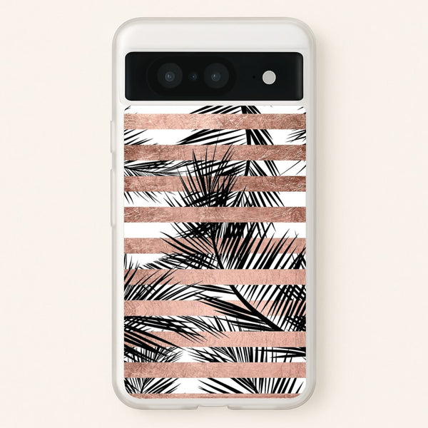 Rose Gold Tropical Palm Leaf Pattern - Phone Case for Google Pixel 8
