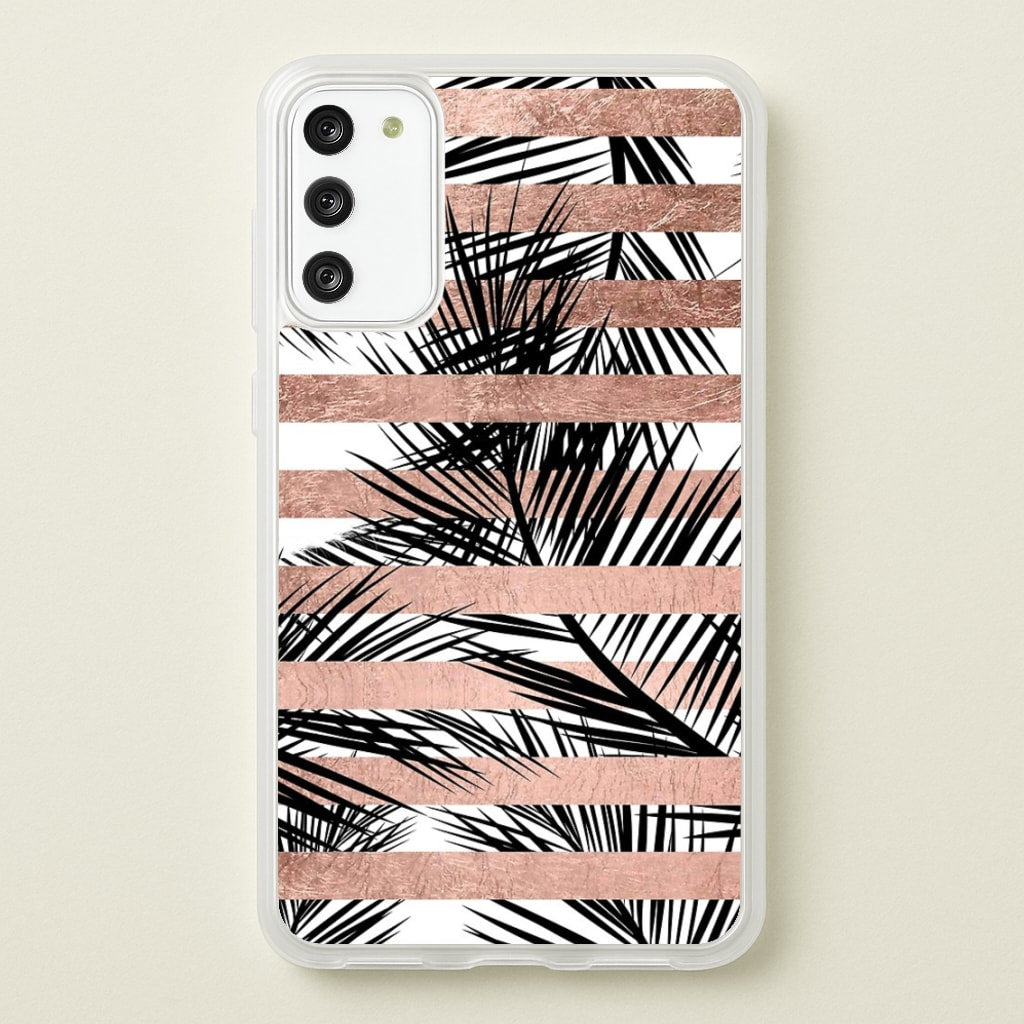 Rose Gold Tropical Palm Leaf Pattern - Phone Case for Galaxy S20FE