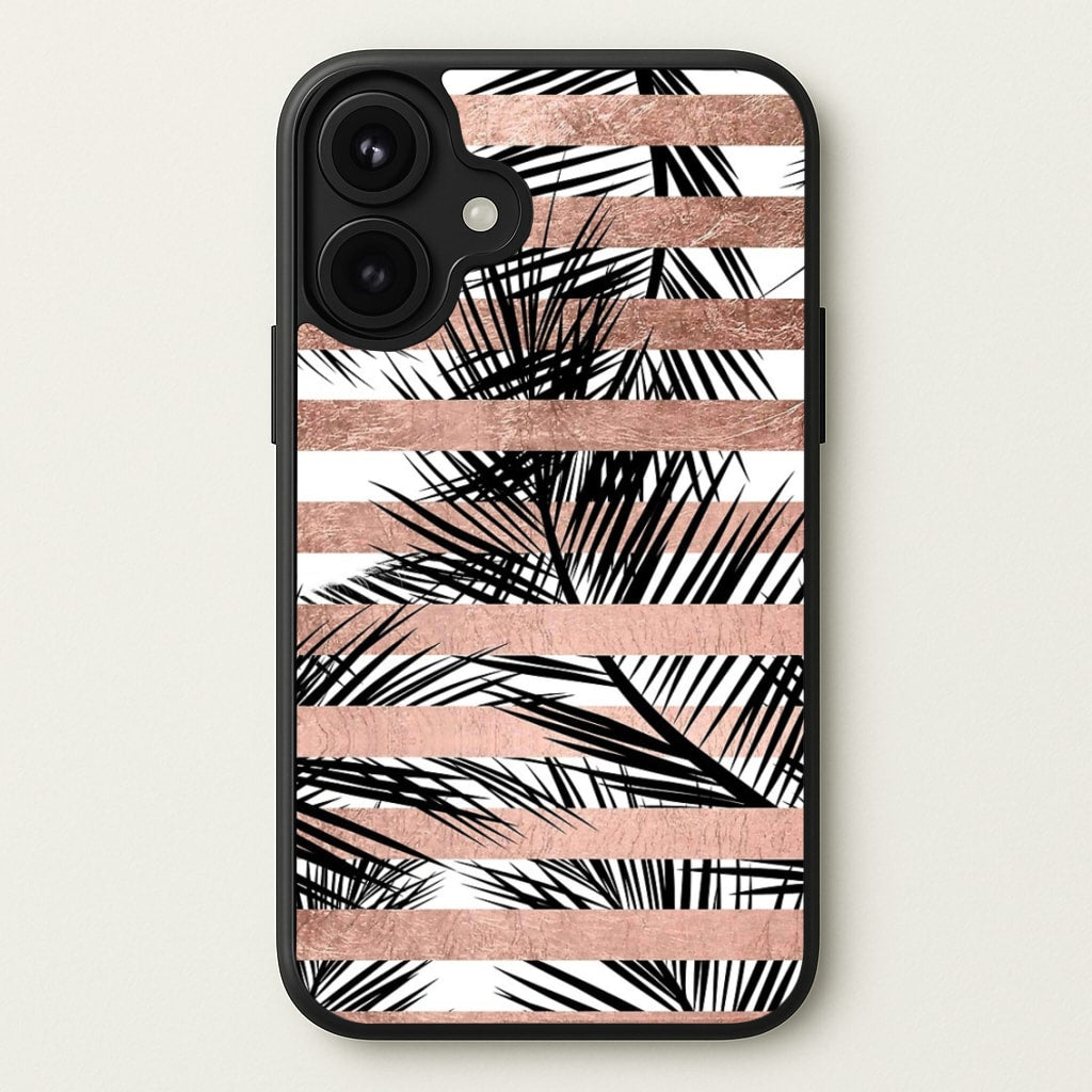Rose Gold Tropical Palm Leaf Pattern Phone Case for iPhone 17