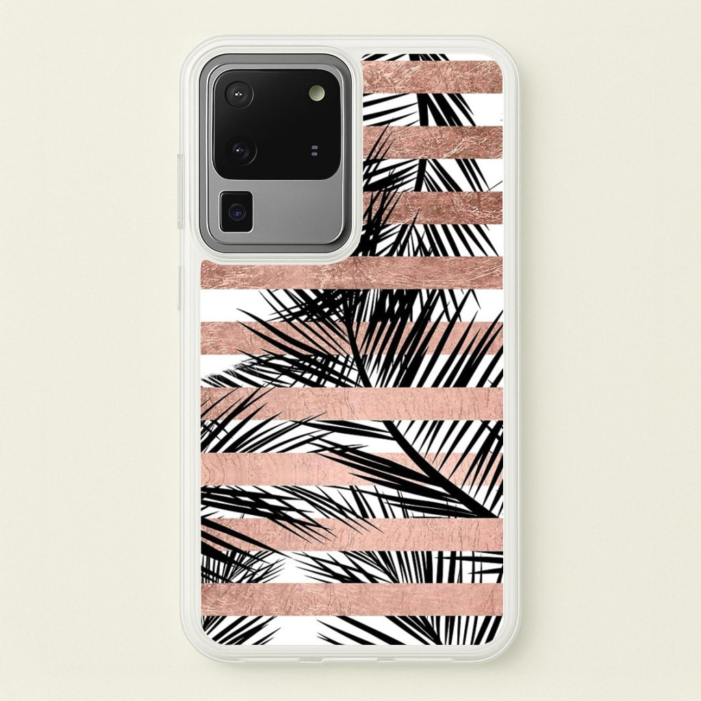 Rose Gold Tropical Palm Leaf Pattern - Phone Case for Galaxy S20 Ultra