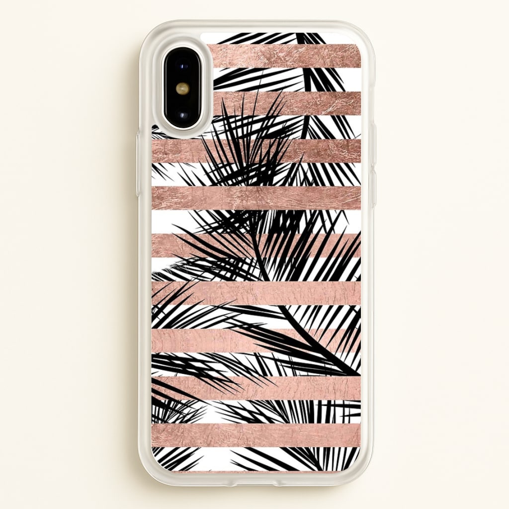 Rose Gold Tropical Palm Leaf Pattern - Phone Case for iPhone X / XS