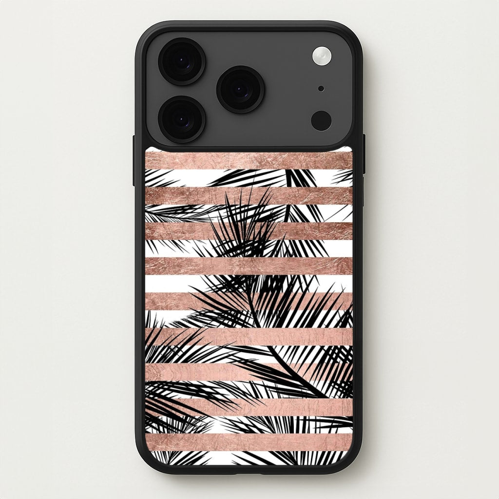 Rose Gold Tropical Palm Leaf Pattern Phone Case for iPhone 17 Pro