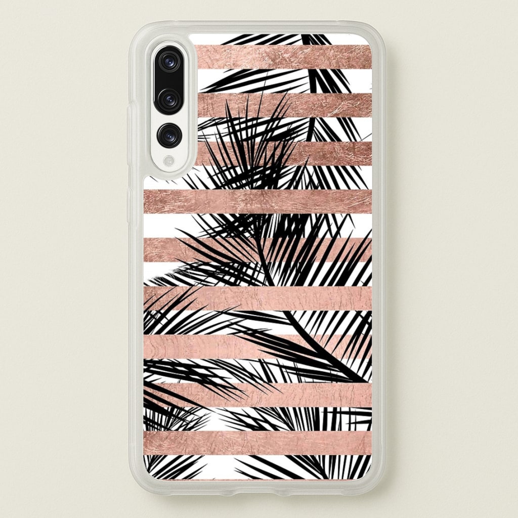 Rose Gold Tropical Palm Leaf Pattern - Phone Case for Huawei P20 Pro