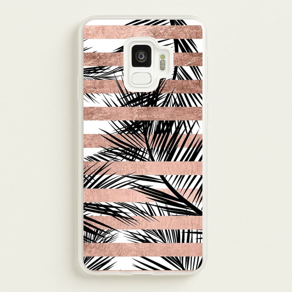 Rose Gold Tropical Palm Leaf Pattern - Phone Case for Galaxy S9