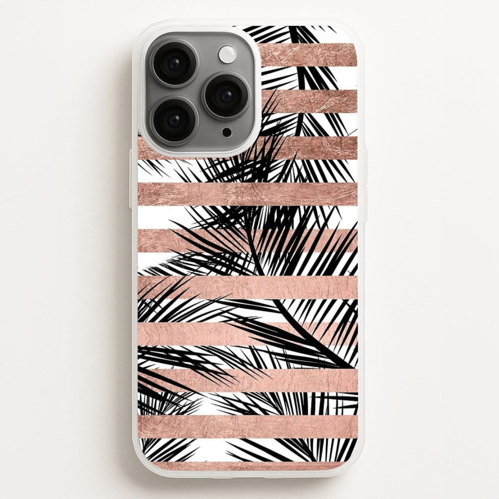 Rose Gold Tropical Palm Leaf Pattern - Phone Case for iPhone 12 Pro Max