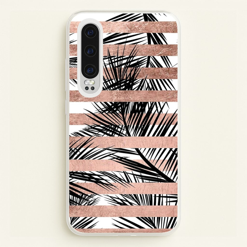 Rose Gold Tropical Palm Leaf Pattern - Phone Case for Huawei P30