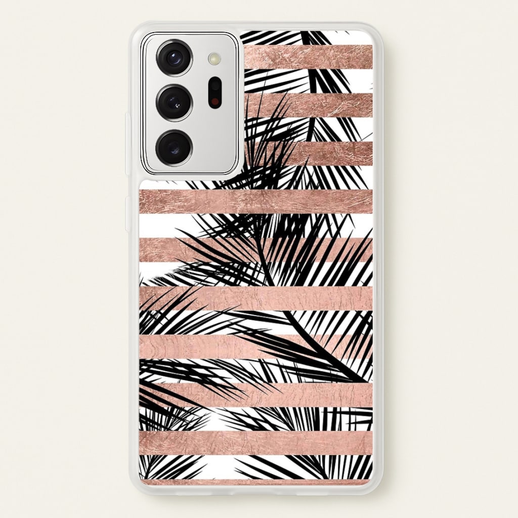 Rose Gold Tropical Palm Leaf Pattern - Phone Case for Galaxy Note 20 Ultra