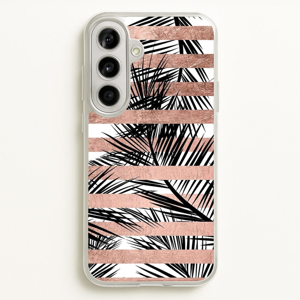 Rose Gold Tropical Palm Leaf Pattern - Phone Case for Galaxy A56