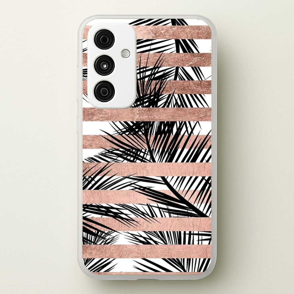 Rose Gold Tropical Palm Leaf Pattern - Phone Case for Galaxy A15