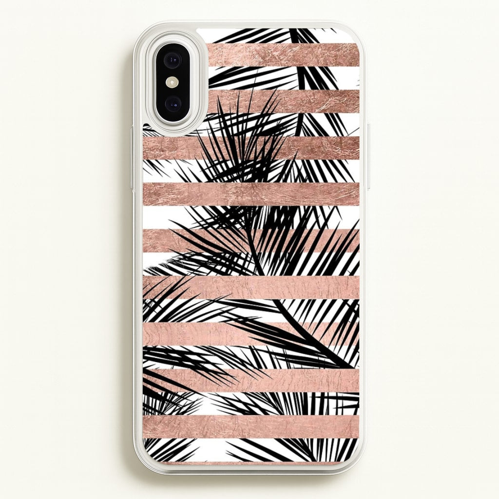 Rose Gold Tropical Palm Leaf Pattern - Phone Case for iPhone XS Max