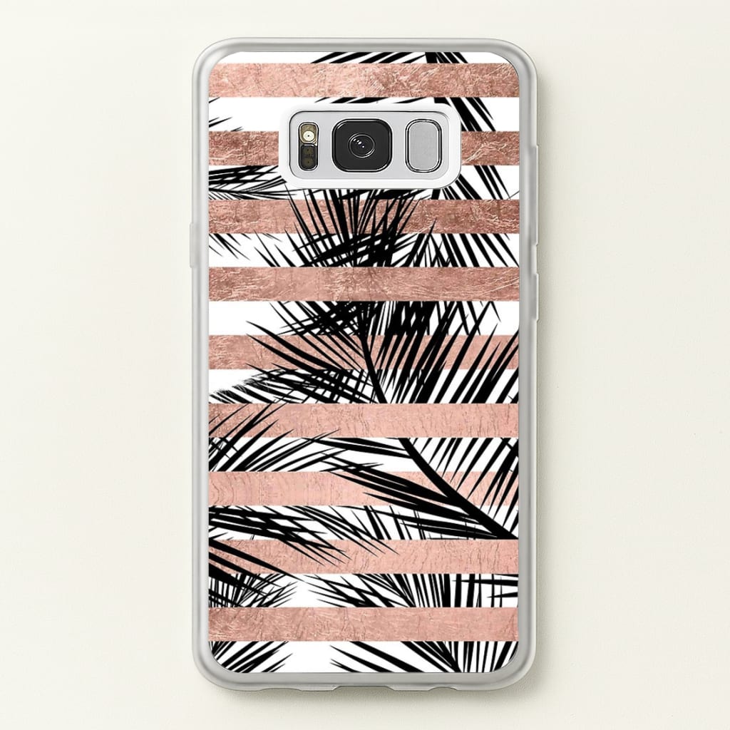 Rose Gold Tropical Palm Leaf Pattern - Phone Case for Galaxy S8 Plus
