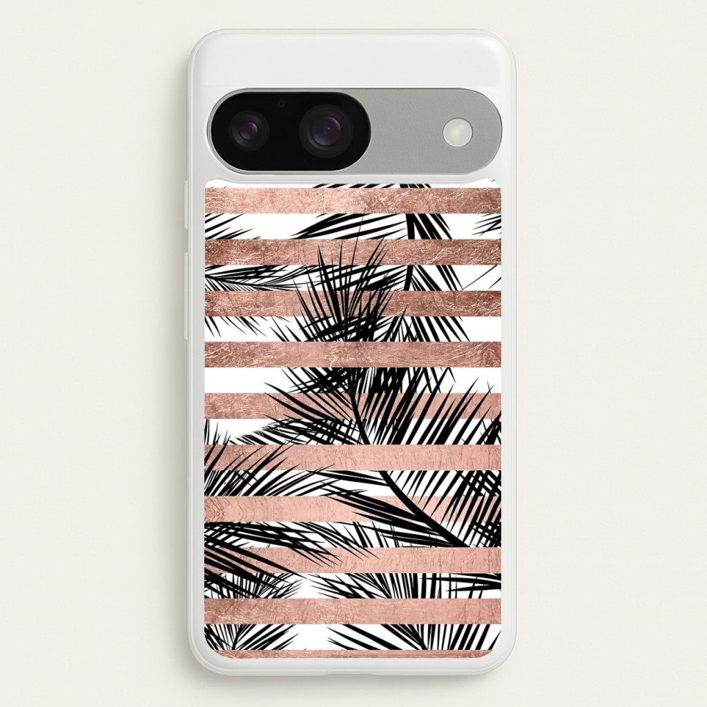 Rose Gold Tropical Palm Leaf Pattern - Phone Case for Google Pixel 9 / 9 Pro