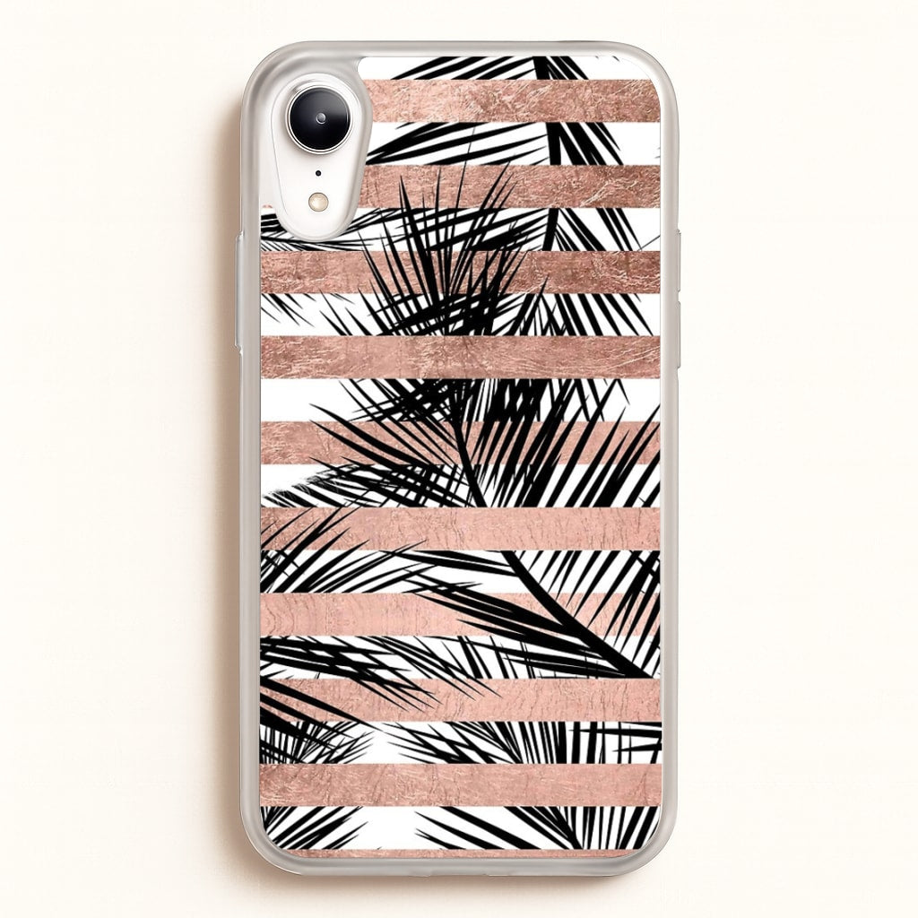 Rose Gold Tropical Palm Leaf Pattern - Phone Case for iPhone XR