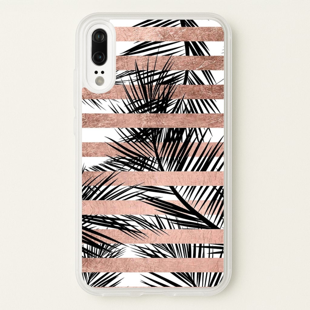Rose Gold Tropical Palm Leaf Pattern - Phone Case for Huawei P20