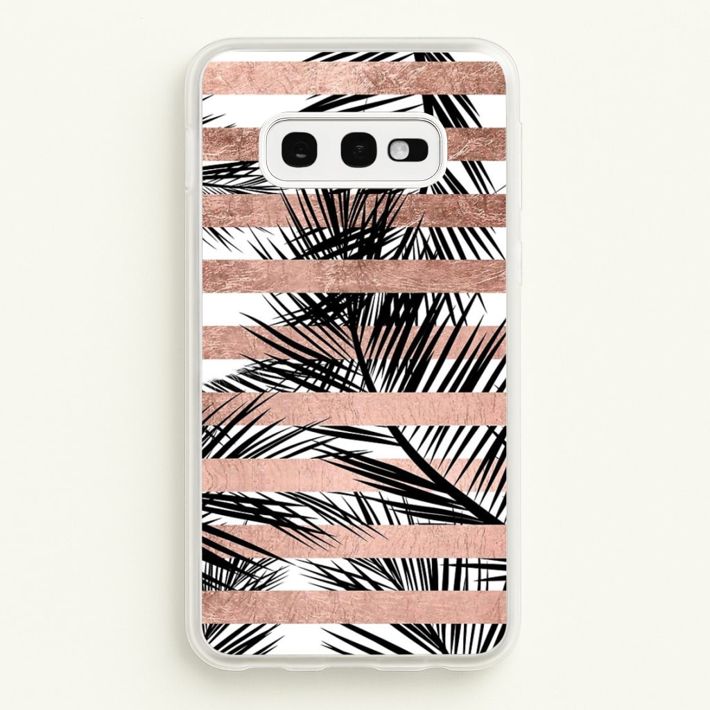 Rose Gold Tropical Palm Leaf Pattern - Phone Case for Galaxy S10e