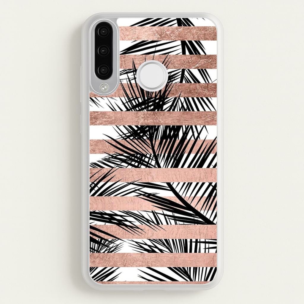 Rose Gold Tropical Palm Leaf Pattern - Phone Case for Huawei P30 Lite