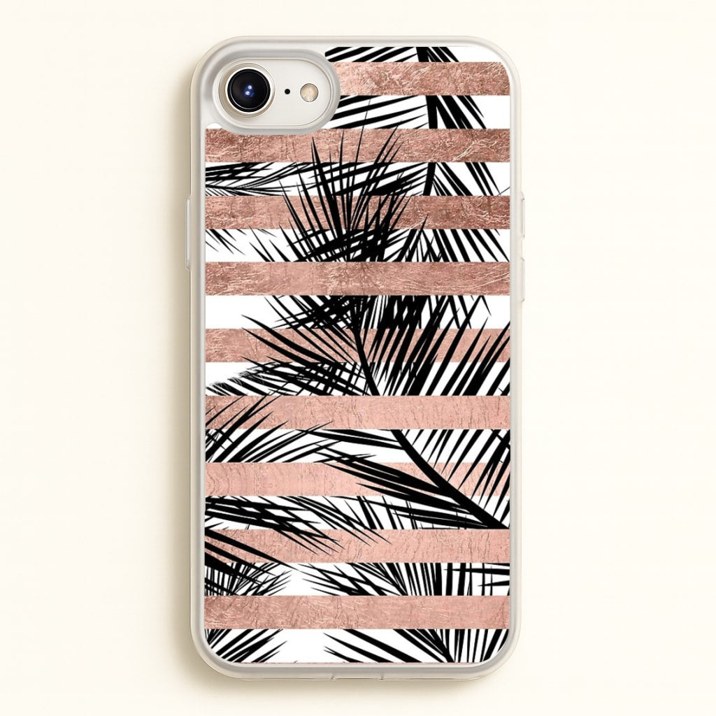 Rose Gold Tropical Palm Leaf Pattern - Phone Case for iPhone 6 / 7 / 8 / SE