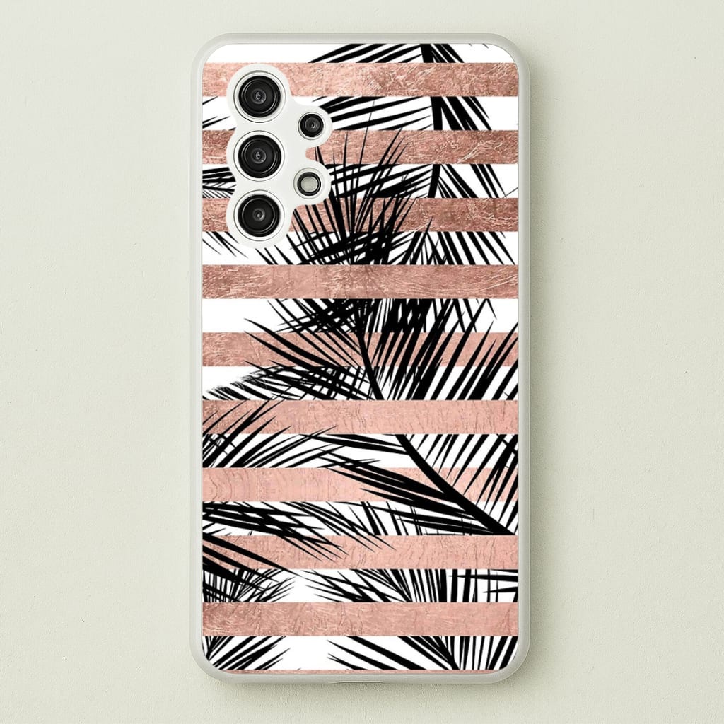 Rose Gold Tropical Palm Leaf Pattern - Phone Case for Galaxy A13