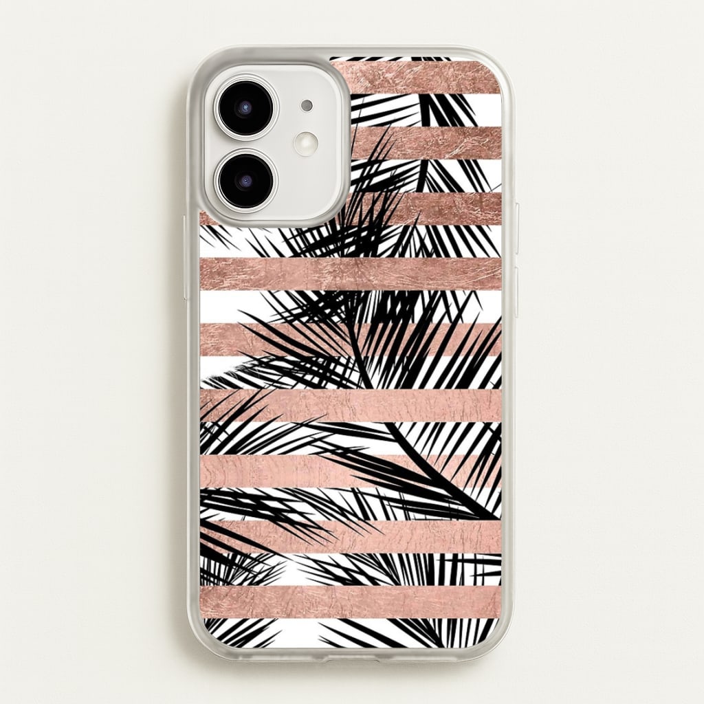 Rose Gold Tropical Palm Leaf Pattern - Phone Case for iPhone 12 Mini