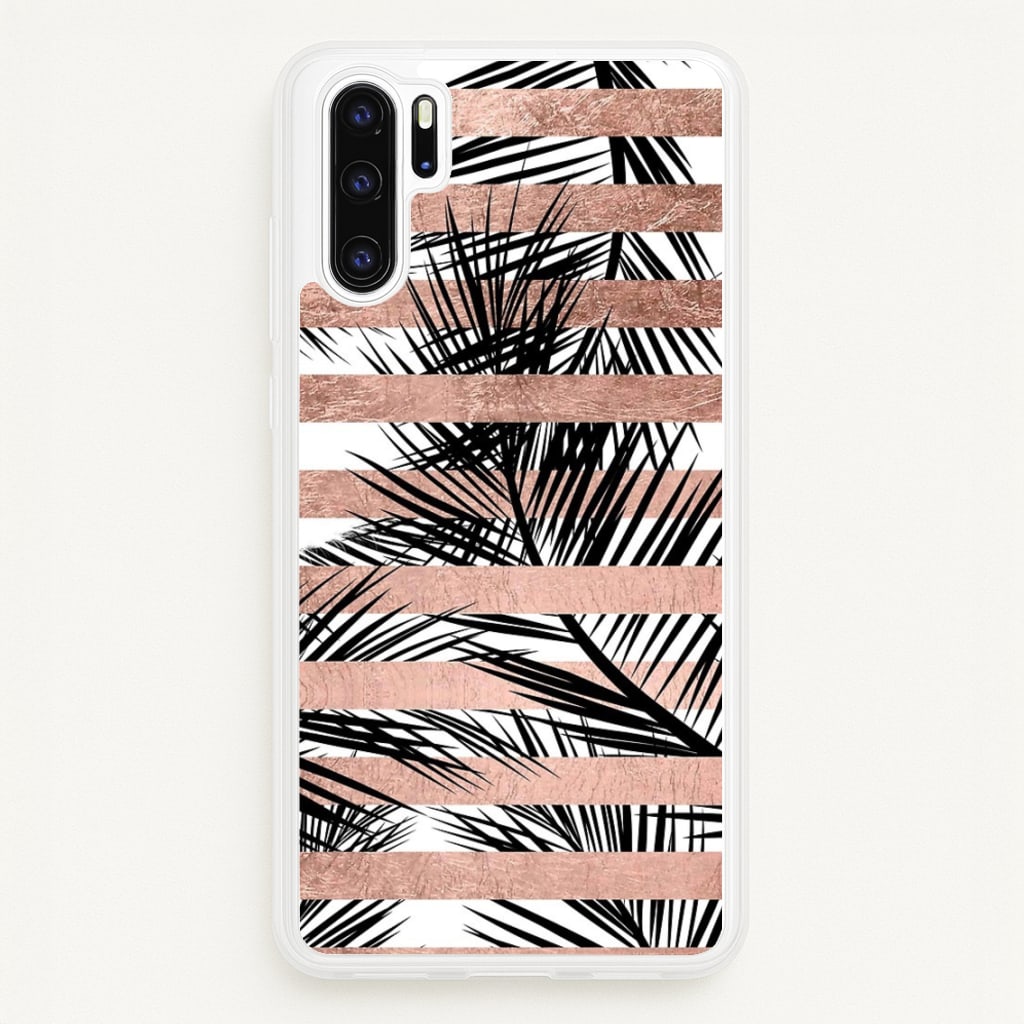 Rose Gold Tropical Palm Leaf Pattern - Phone Case for Huawei P30 Pro