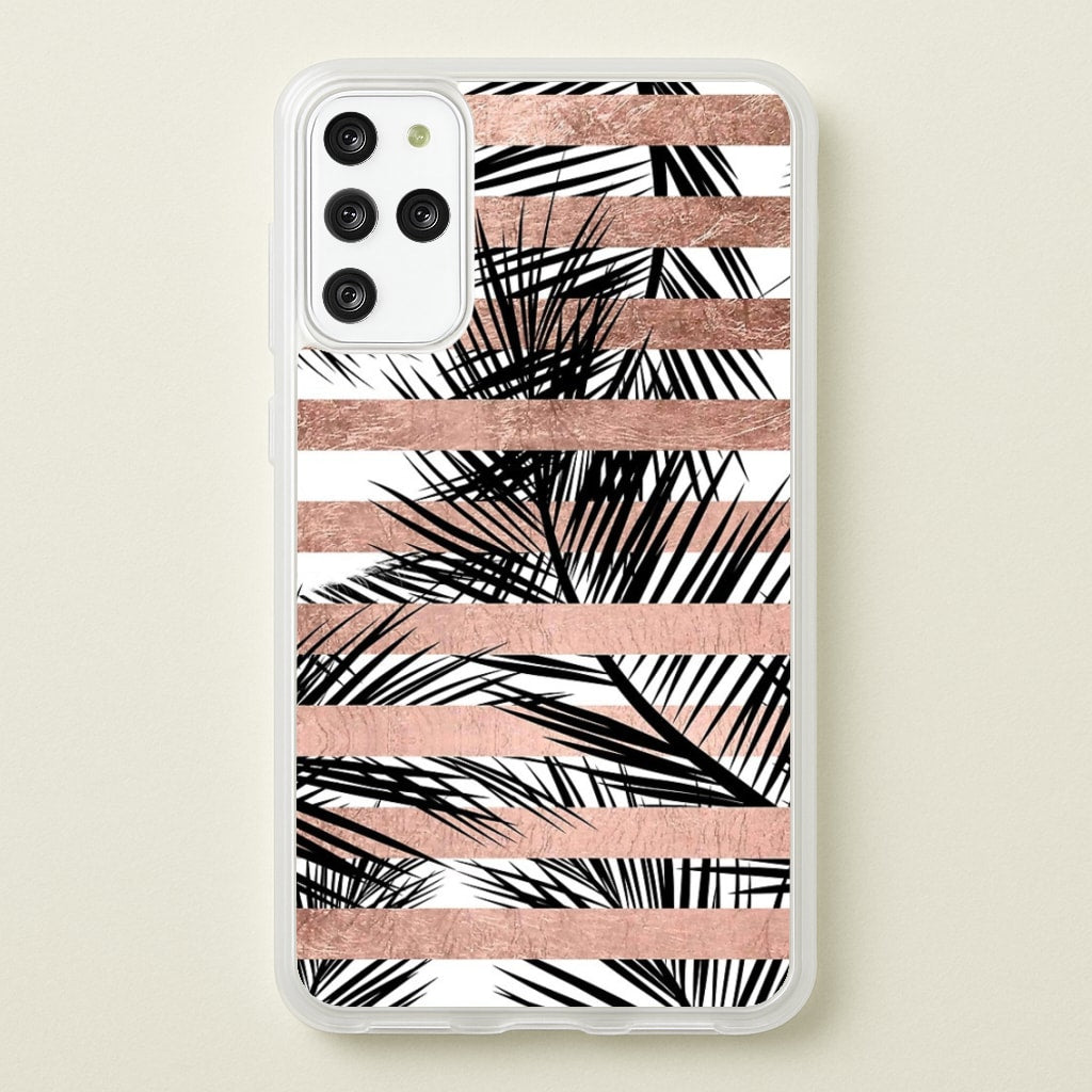 Rose Gold Tropical Palm Leaf Pattern - Phone Case for Galaxy S20 Plus