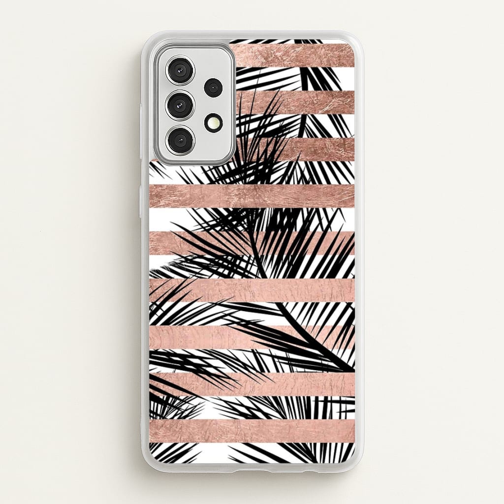 Rose Gold Tropical Palm Leaf Pattern - Phone Case for Galaxy A52 / A52s