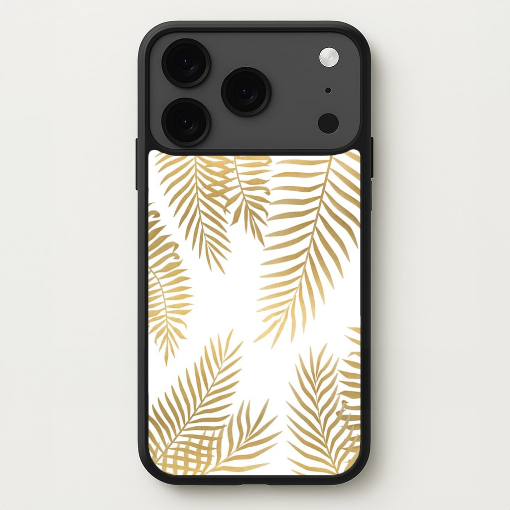 Gold Palm Leaf Pattern Phone Case for iPhone 17 Pro Max