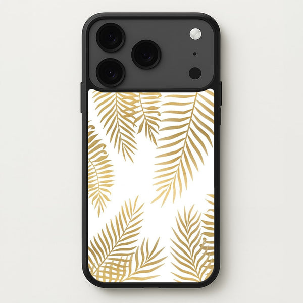 Gold Palm Leaf Pattern Phone Case for iPhone 17 Pro Max