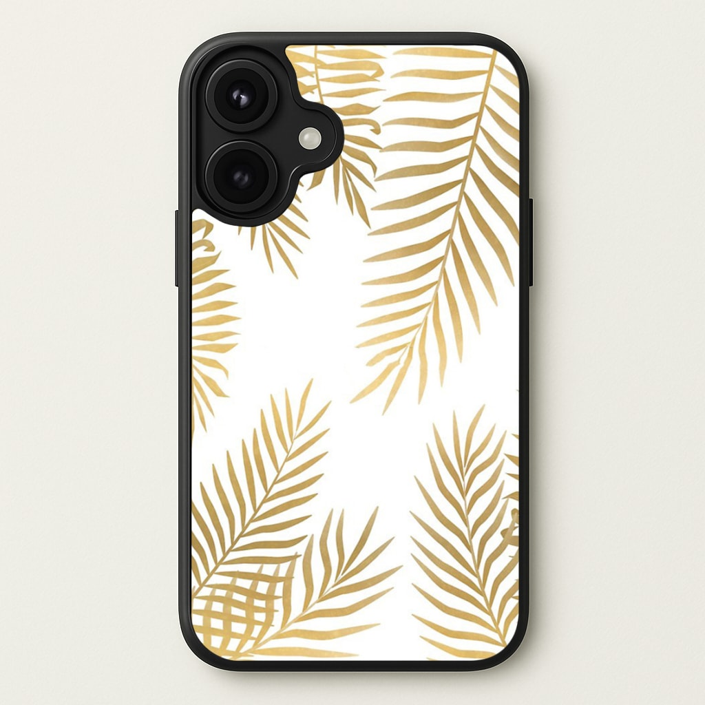 Gold Palm Leaf Pattern Phone Case for iPhone 17