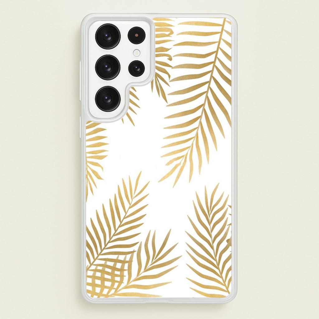 Gold Palm Leaf Pattern - Phone Case for Galaxy S22 Ultra