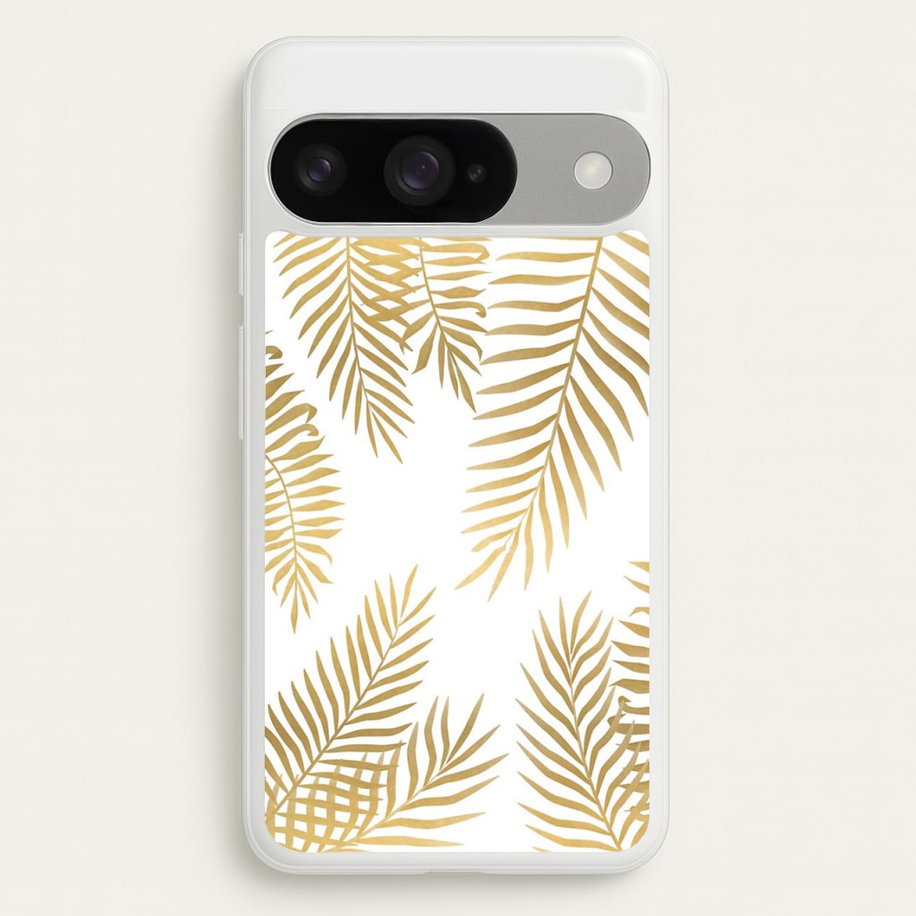 Gold Palm Leaf Pattern Phone Case for Google Pixel 10 / 10 Pro